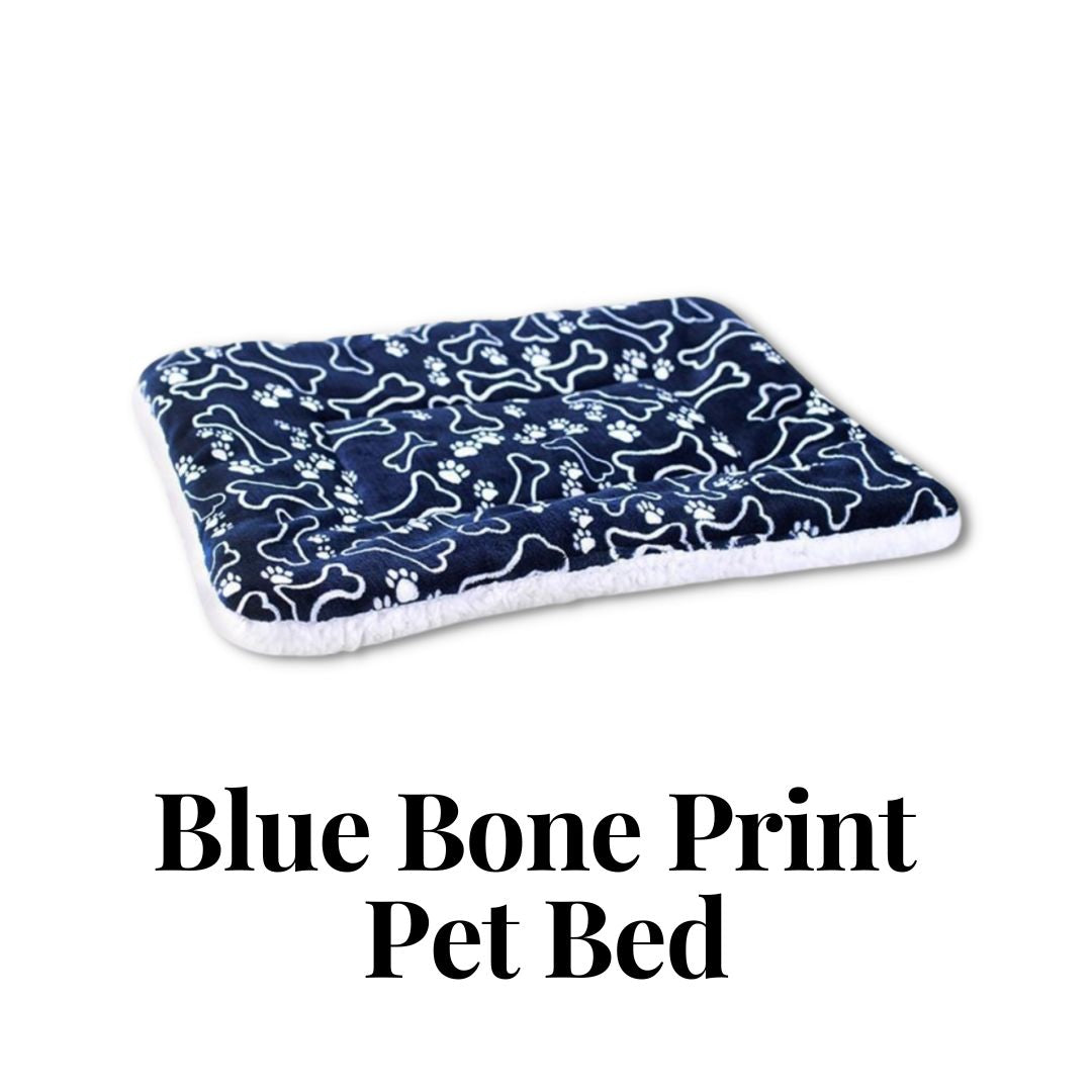 Blue Bone Print Pet Bed