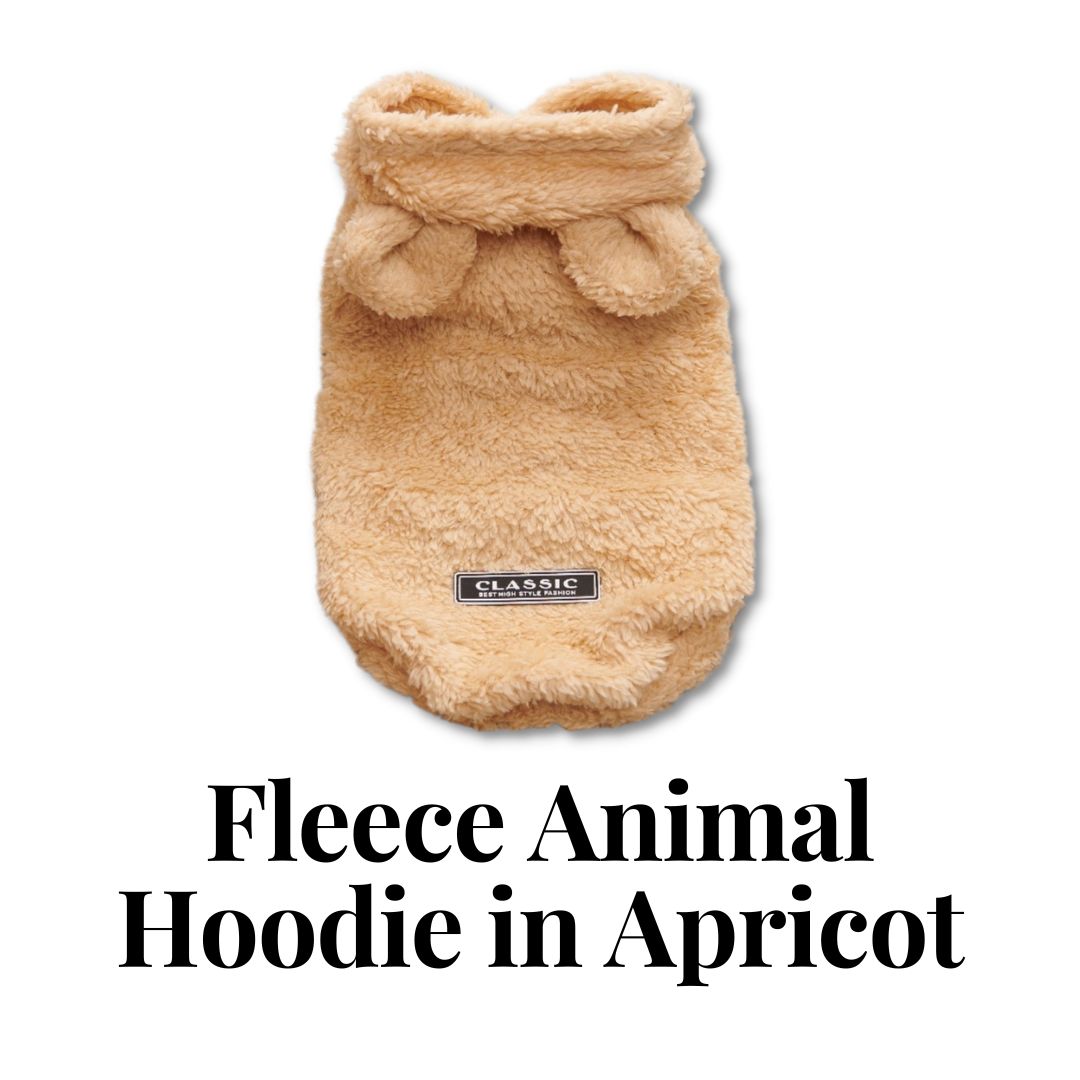 Fleece Animal Hoodie in Apricot
