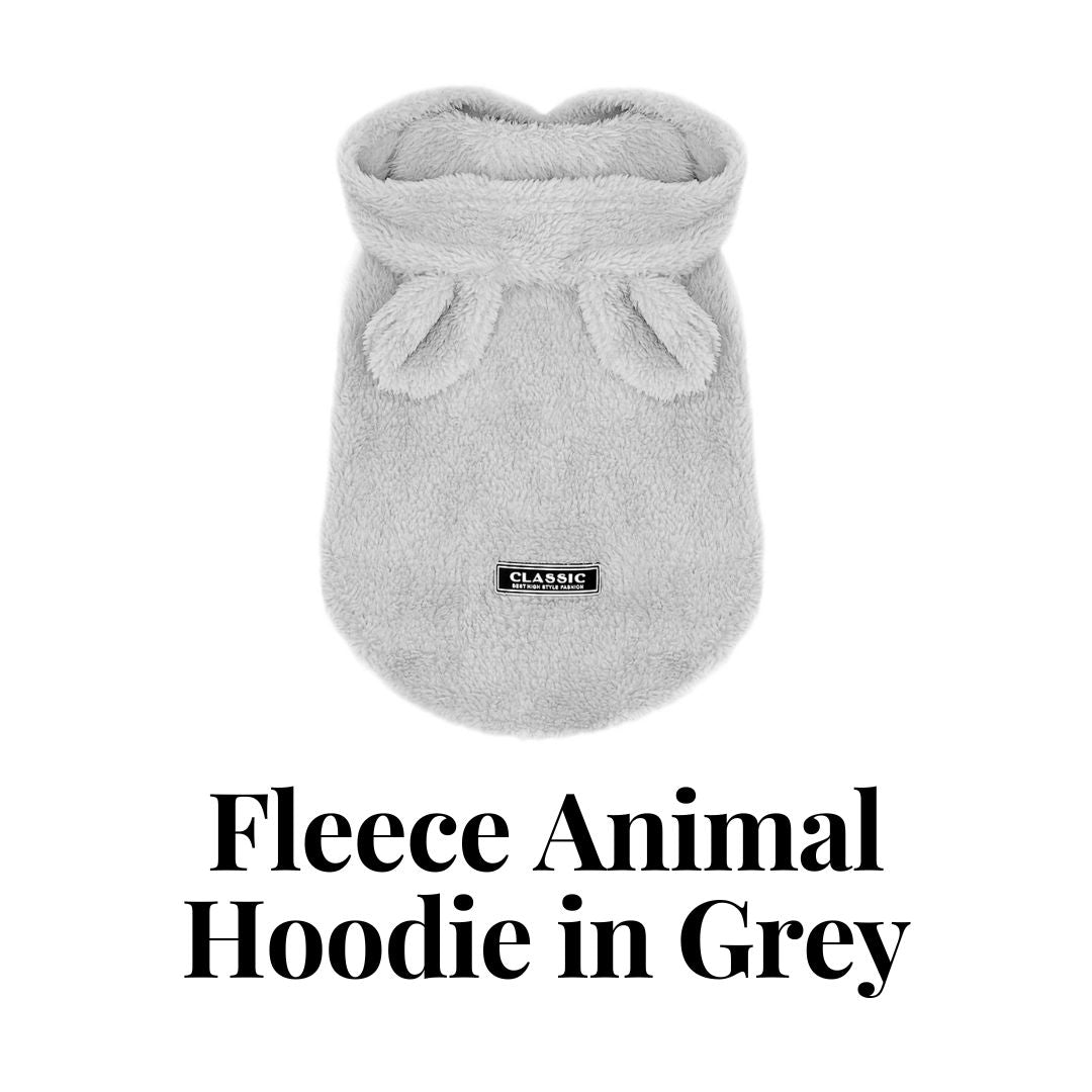 Fleece Animal Hoodie in Grey