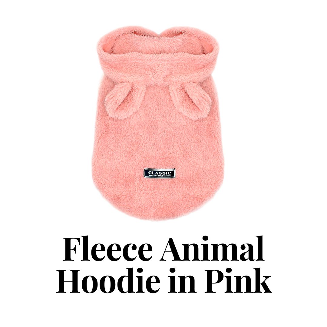 Fleece Animal Hoodie in Pink