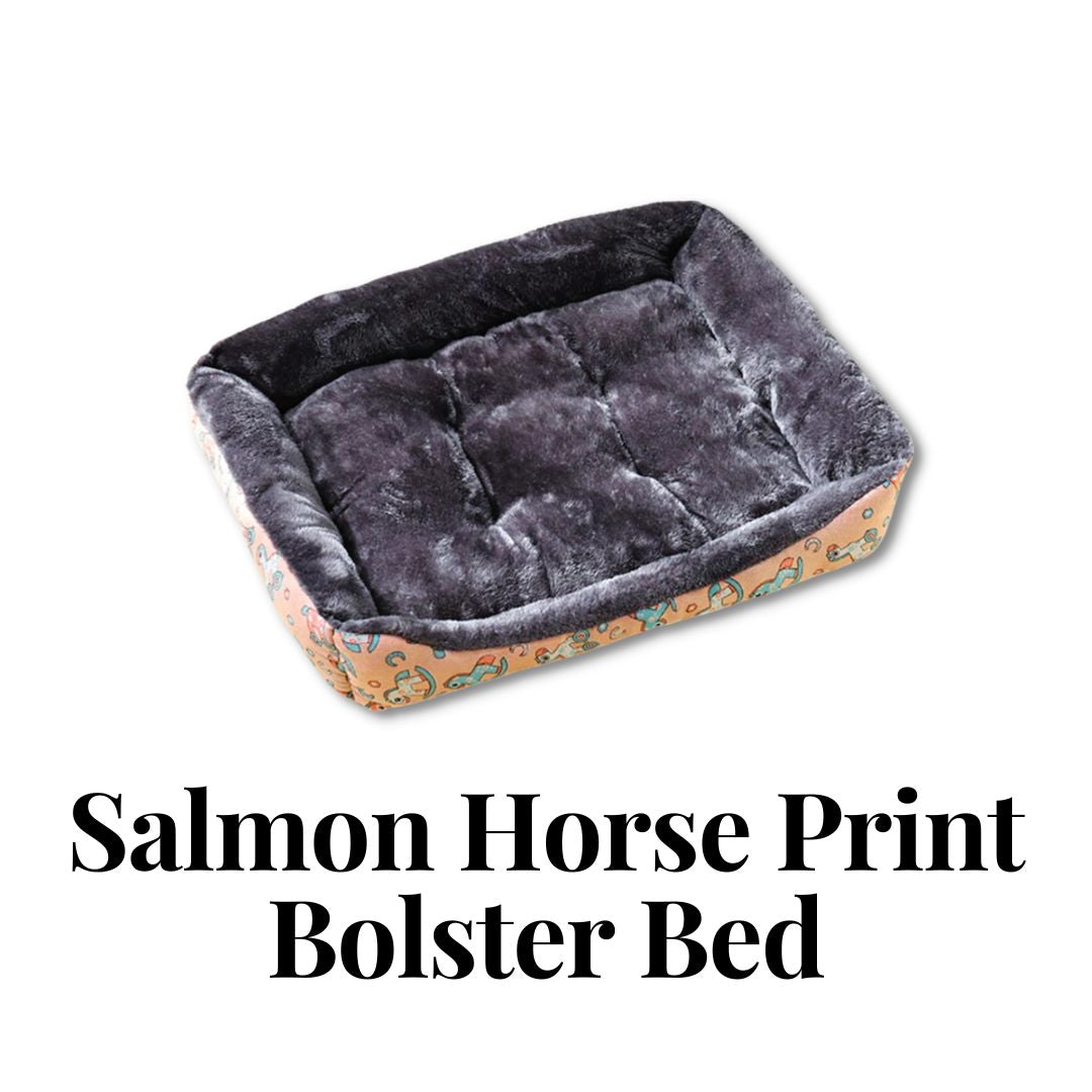 Salmon Horse Print Bolster Bed